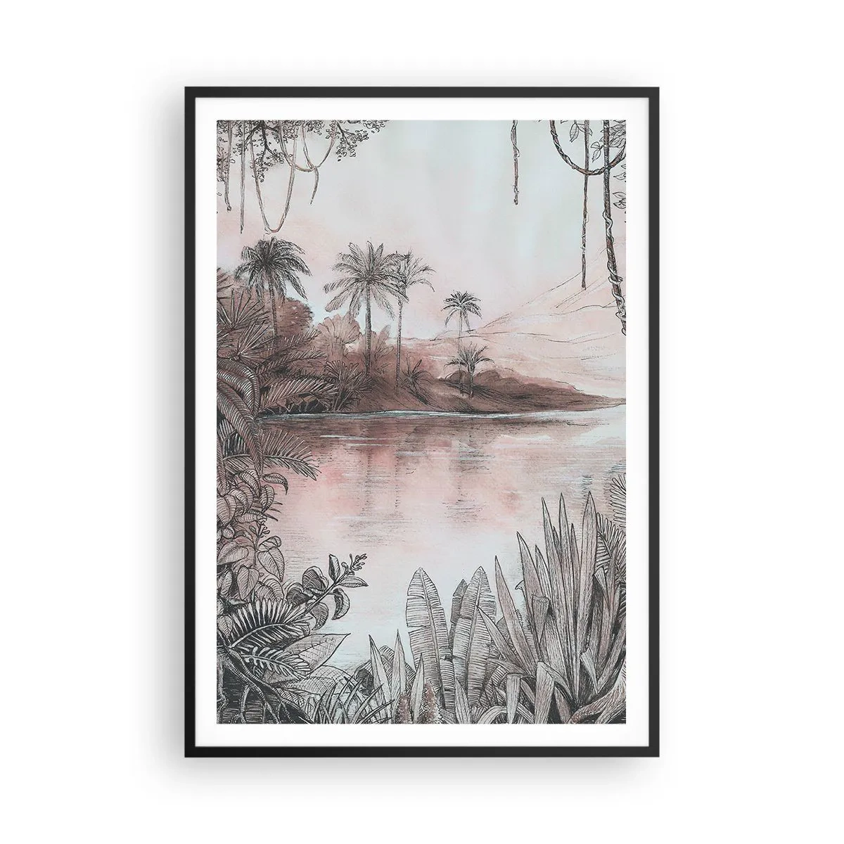 Plagát v čiernom ráme - Denník cestovateľa z 19. storočia - 70x100 cm