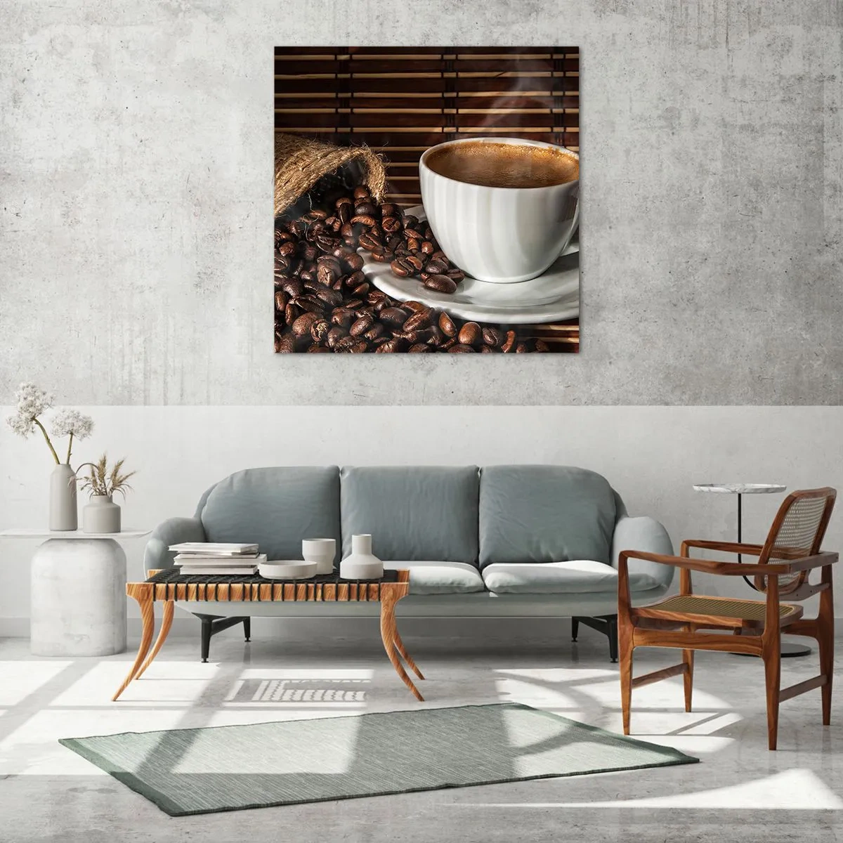 Obraz na skle - Čiernosť uhlia, priezračnosť jantáru - 60x60 cm