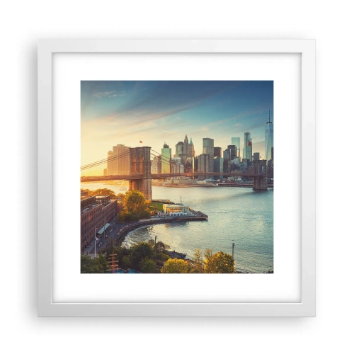 Plagát v bielom ráme - Svitanie veľkomesta - 30x30 cm