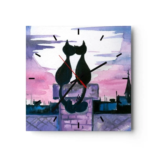 Nástenné hodiny - Rendez-vous pod mesiacom - 30x30 cm