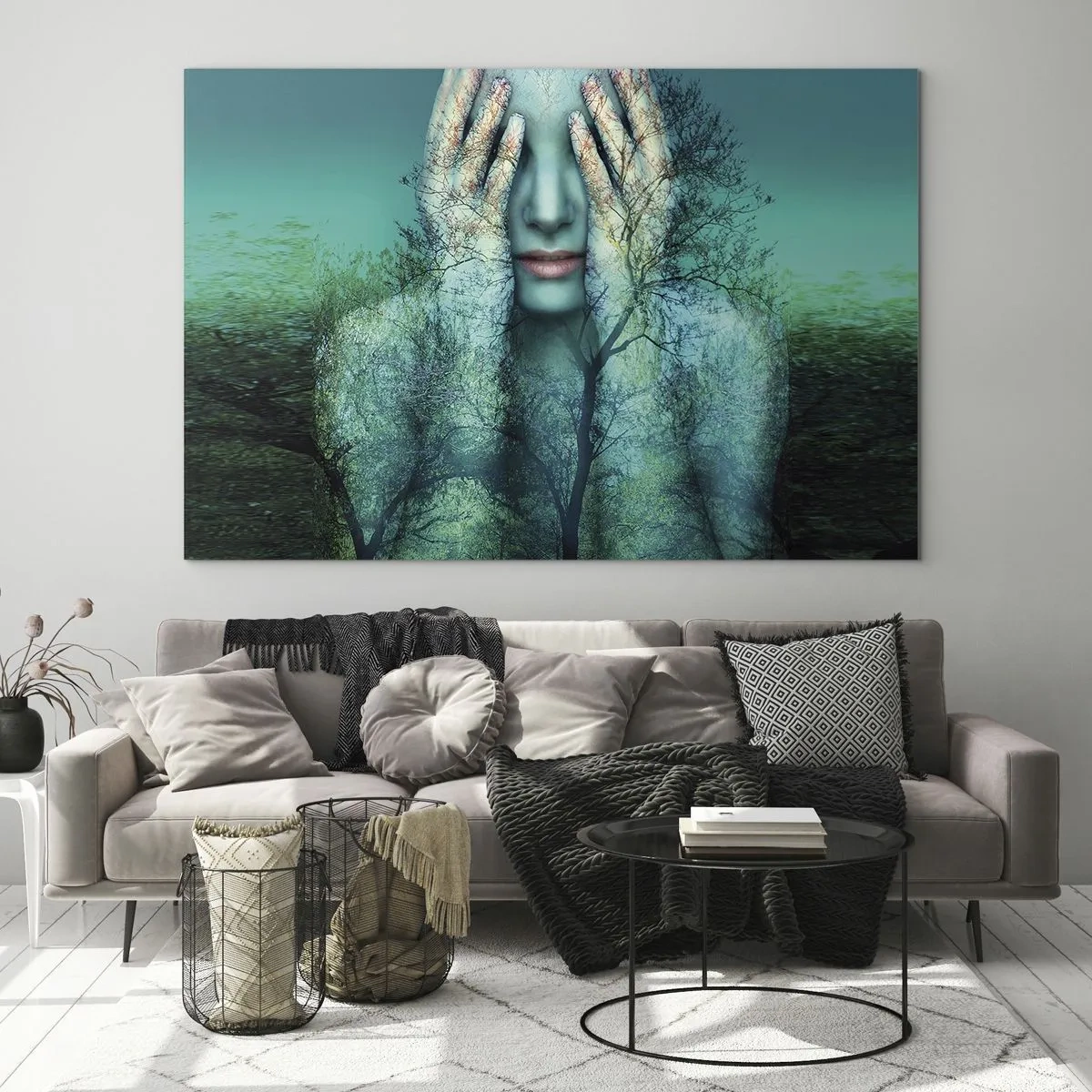 Obraz na skle - Ponorená do modrej - 120x80 cm