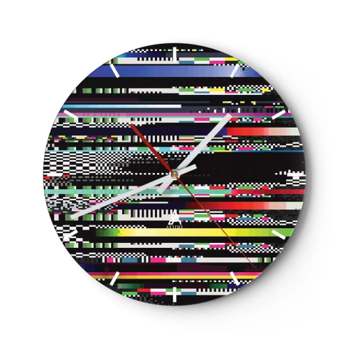 Nástenné hodiny - Abstraktná maľba s viacfarebnými pruhmi na čiernom pozadí - 30x30cm - Kontrolný obraz skutočnosti - Moderná nástenná dekorácia do obývacej izby, kuchyne a spálne ARTTOR