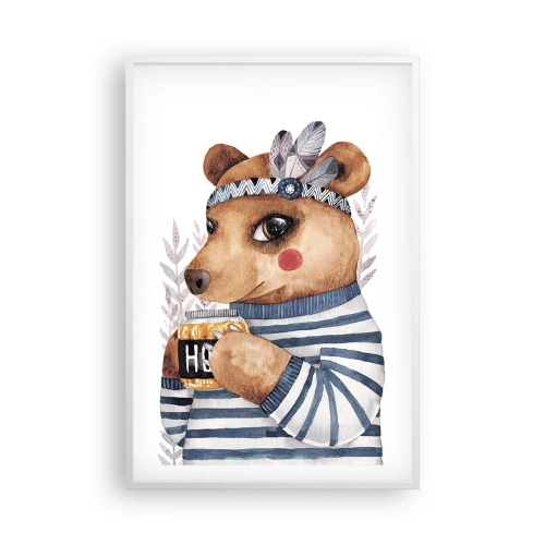 Plagát v bielom ráme - Sladký medvedík - 61x91 cm