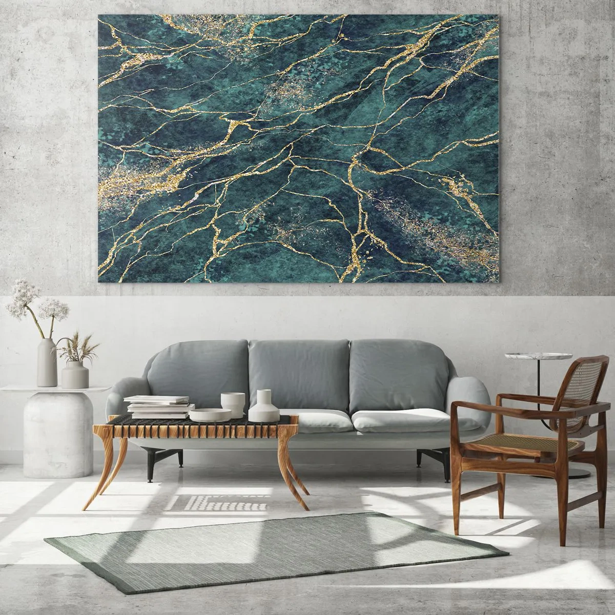 Obraz na skle - Zlatá žila - 100x40 cm