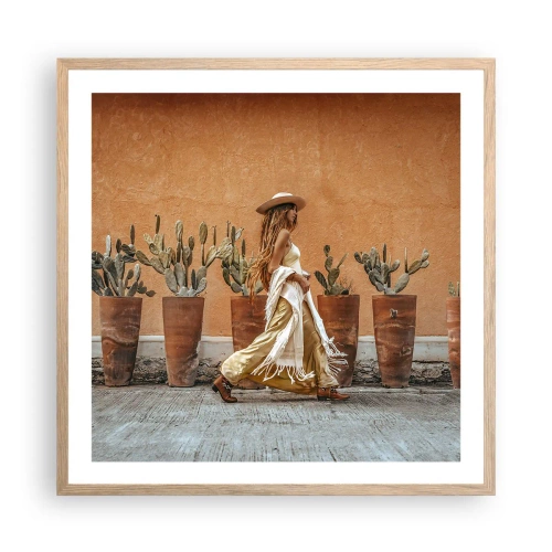 Plagát v ráme zo svetlého duba - V hippie štýle - 60x60 cm