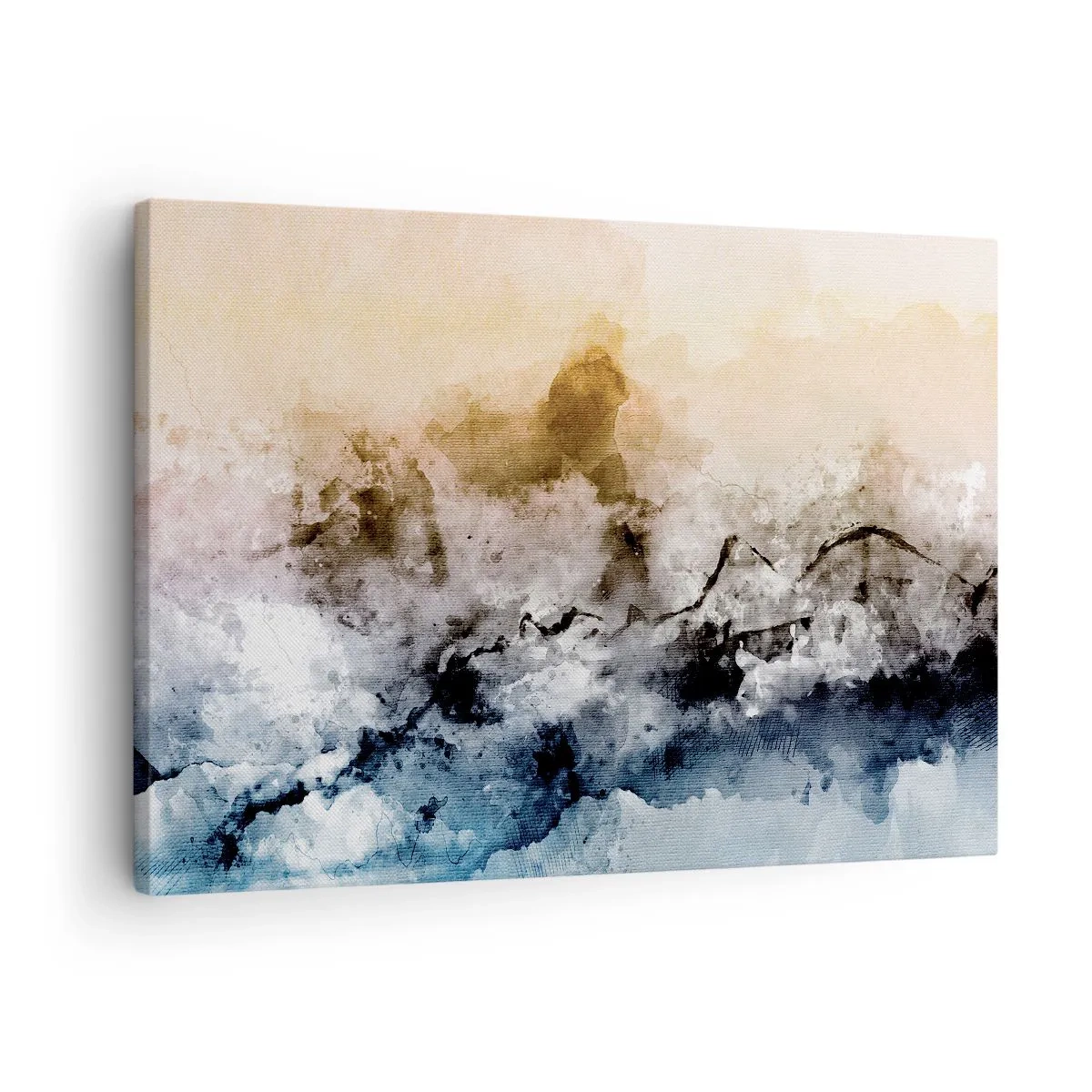 Obraz na plátne - Abstraktná krajina s hmlou a jemnými farbami - 70x50cm - Ponorené do mračná hmly - Moderná nástenná dekorácia do obývacej izby a spálne ARTTOR