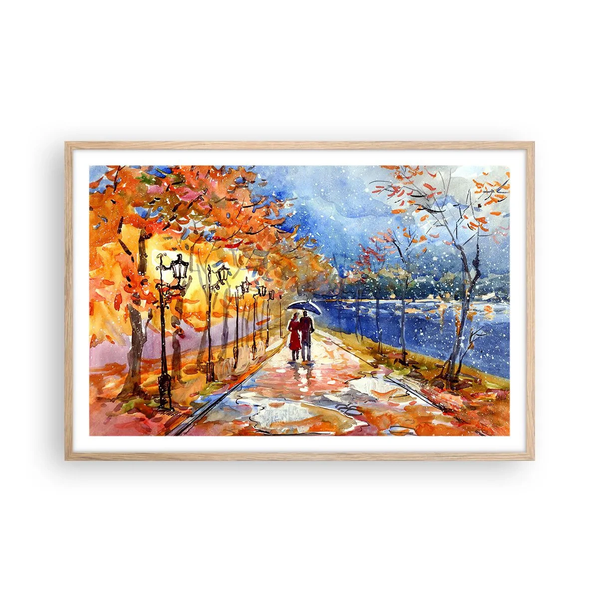 Plagát v ráme zo svetlého duba - Spoločne k hranici času - 91x61 cm