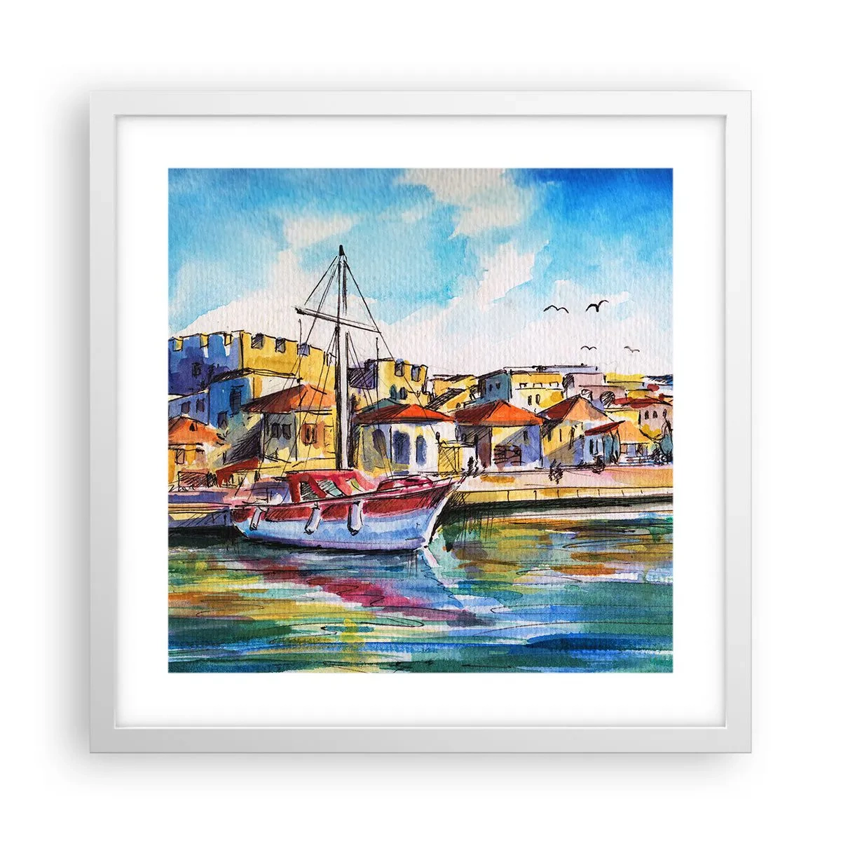 Plagát v bielom ráme - Dúhové popoludnie - 40x40 cm