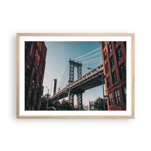 Plagát v ráme zo svetlého duba - Nad vlnami mesta - 70x50 cm