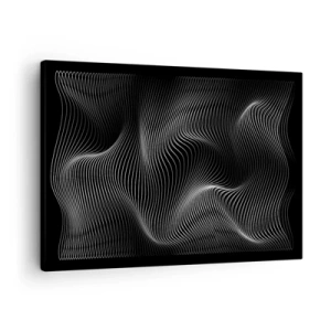 Obraz na plátne - Abstraktné biele čiary na čiernom pozadí - 70x50cm - Tanec svetla v priestore - Moderná nástenná dekorácia do obývacej izby a spálne ARTTOR