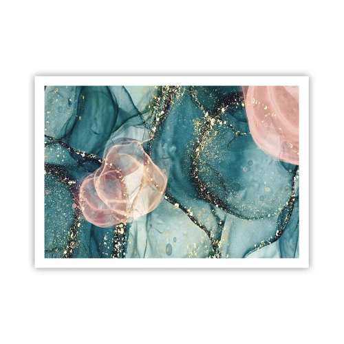 Plagát - Modré hodváb modré, ružový tyl - 100x70 cm