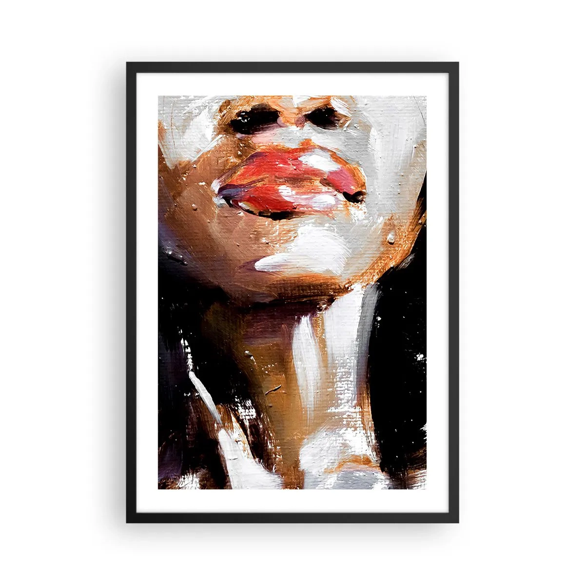 Plagát v čiernom ráme - Abstraktný portrét ženy s červenými perami - 50x70cm - Hrdosť bez predsudkov - Moderná nástenná dekorácia do obývacej izby a spálne ARTTOR