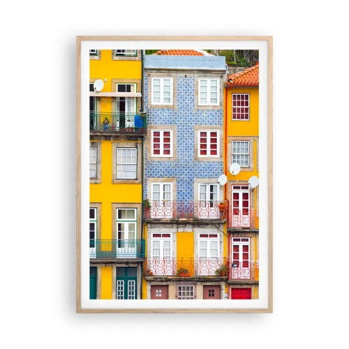 Plagát v ráme zo svetlého duba - Farby starého mesta - 70x100 cm