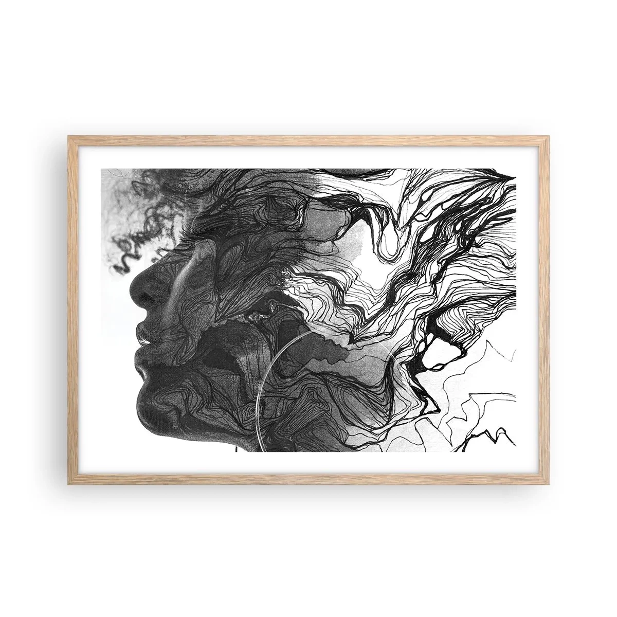 Plagát v ráme zo svetlého duba - Zapletená v snoch - 70x50 cm