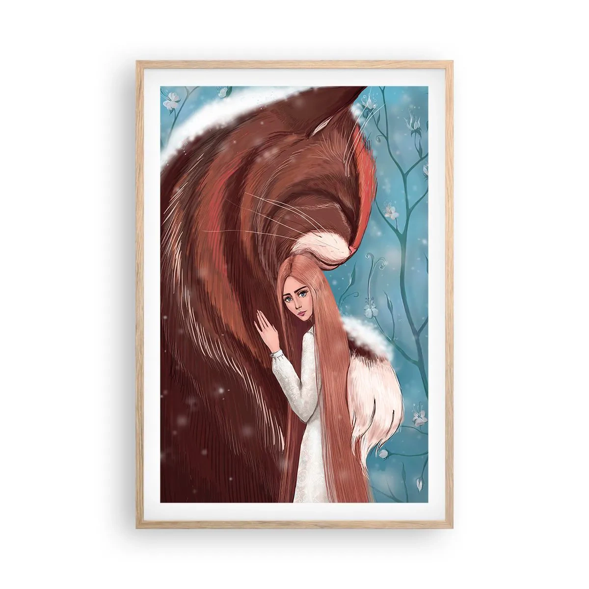Plagát v ráme zo svetlého duba - Vitaj v rozprávke - 61x91 cm