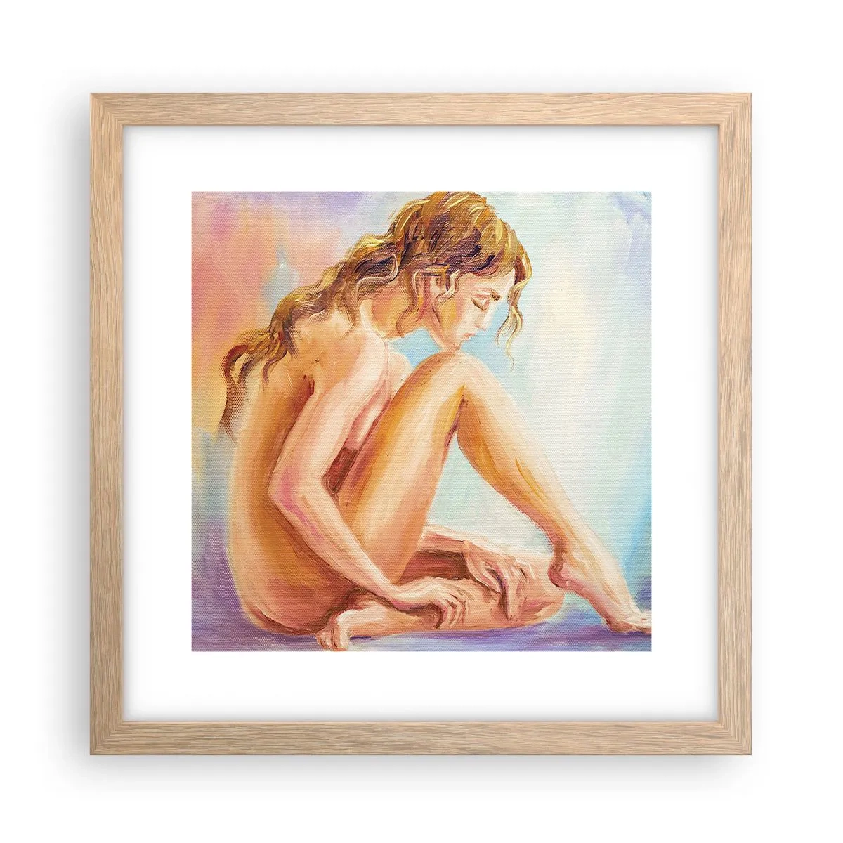 Plagát v ráme zo svetlého duba - Akt mladosti - 30x30 cm