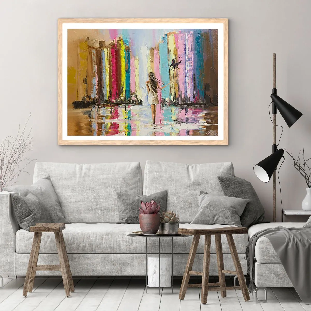 Plagát v ráme zo svetlého duba - Poď so mnou - 40x30 cm