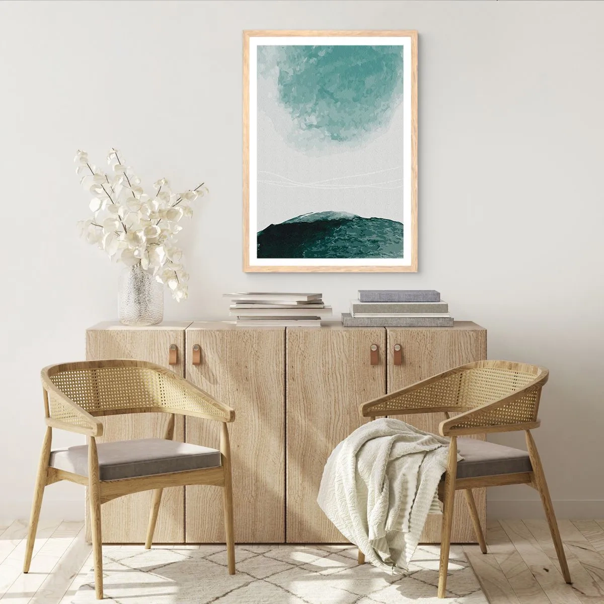 Plagát v ráme zo svetlého duba - Stretnutie s hmlou - 50x70 cm