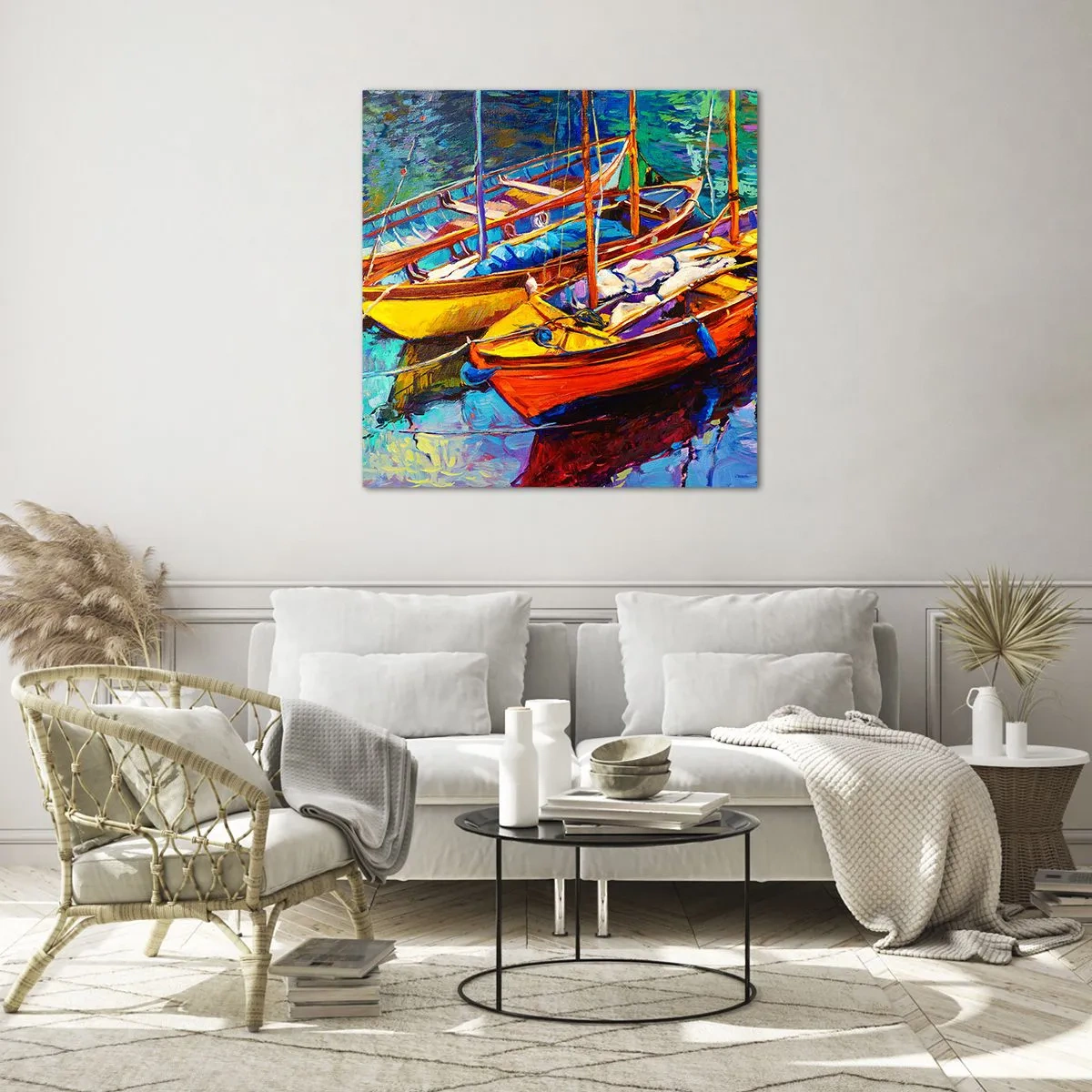 Obraz na skle - Na vode hustej od farieb - 40x40 cm