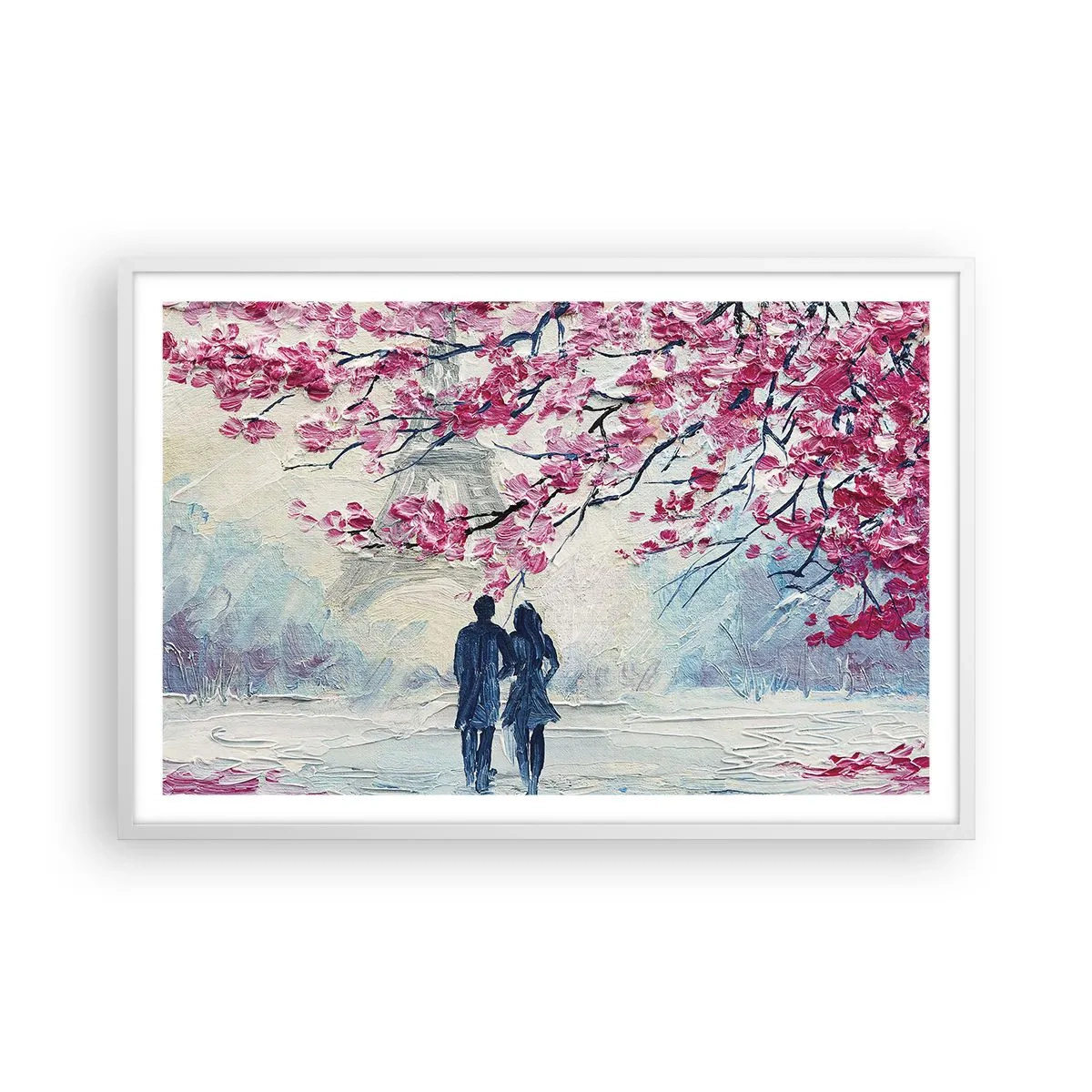 Plagát v bielom ráme - Romantická prechádzka - 91x61 cm