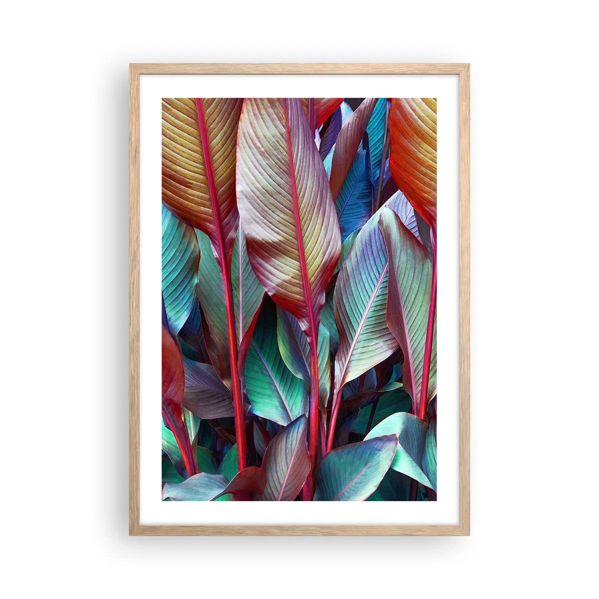 Plagát v ráme zo svetlého duba - Farebná húština - 50x70 cm