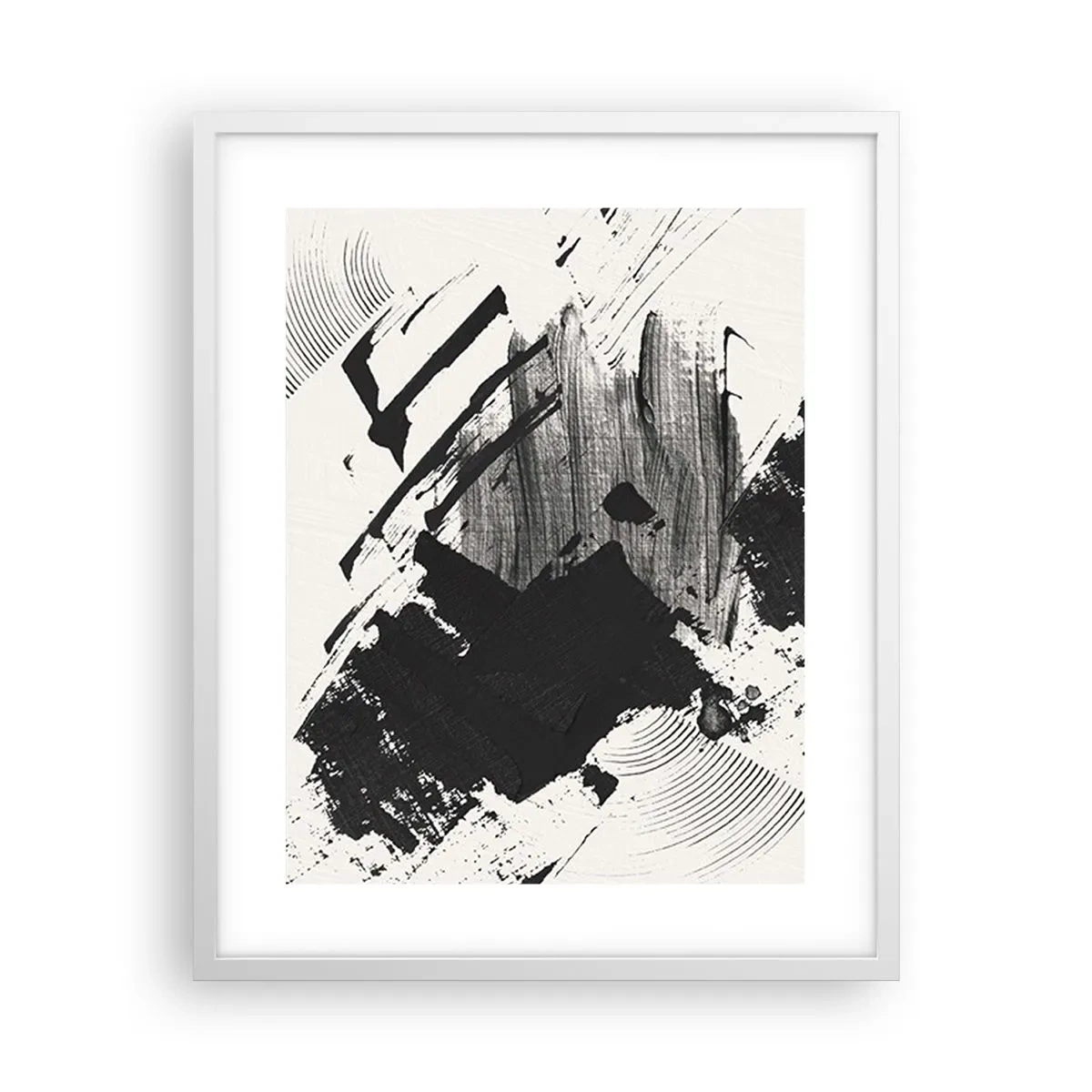 Plagát v bielom ráme - Abstrakcia – expresia čiernej - 40x50 cm