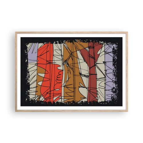 Plagát v ráme zo svetlého duba - Spontánna kompozícia - 100x70 cm