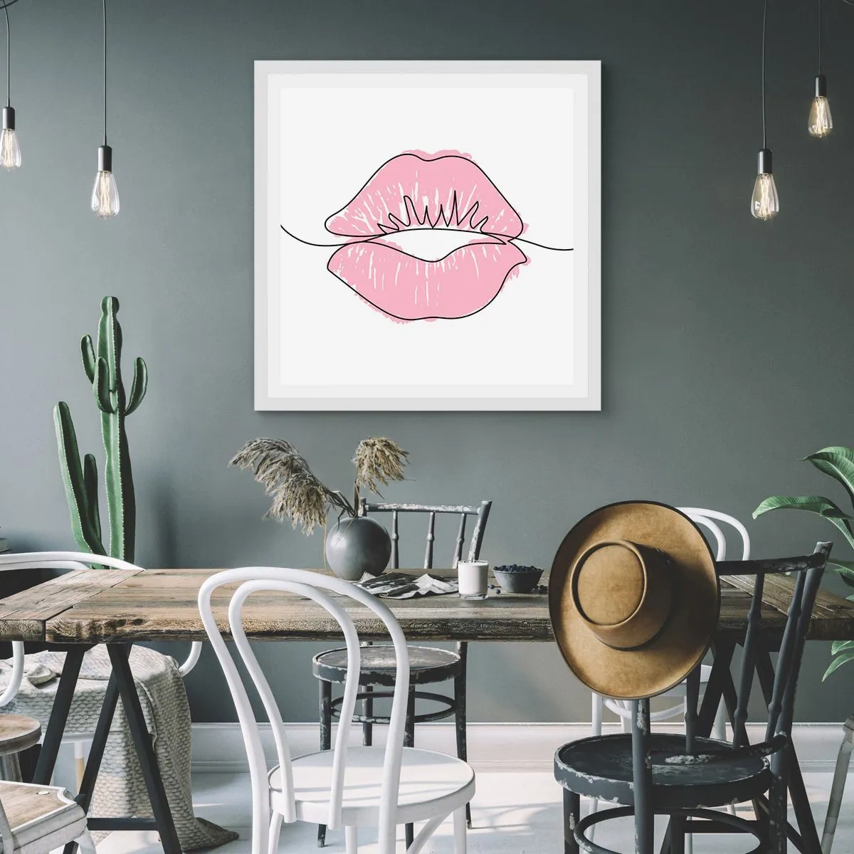 Plagát v bielom ráme - Si pripravený na bozk? - 60x60 cm