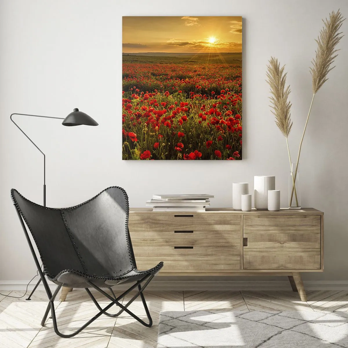 Obraz na skle - Medzi vlnami šumiacich lúk, medzi záplavou kvetov - 50x70 cm