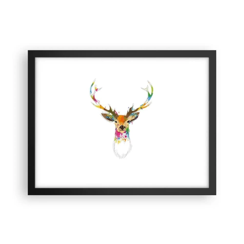 Plagát v čiernom ráme - Jemné jelenča vykúpané vo farbe - 40x30 cm