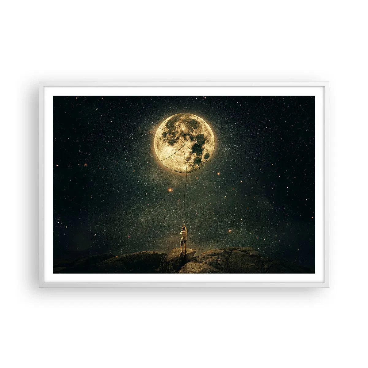 Plagát v bielom ráme - Chlap, ktorý ukradol mesiac - 100x70 cm