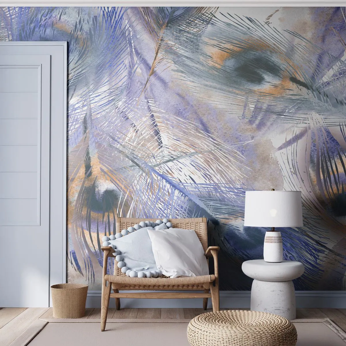 Fototapeta Premium Sand - Kompozícia pávieho oka - Abstrakcia, Pávie pierko, Boho - 400x280 cm