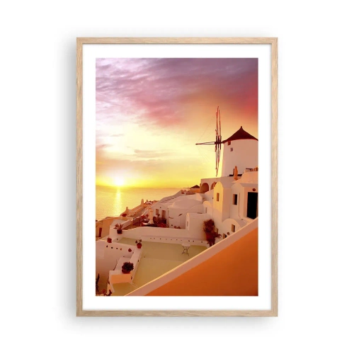 Plagát v ráme zo svetlého duba - Rozplynúť sa v bielej a zlatej - 50x70 cm