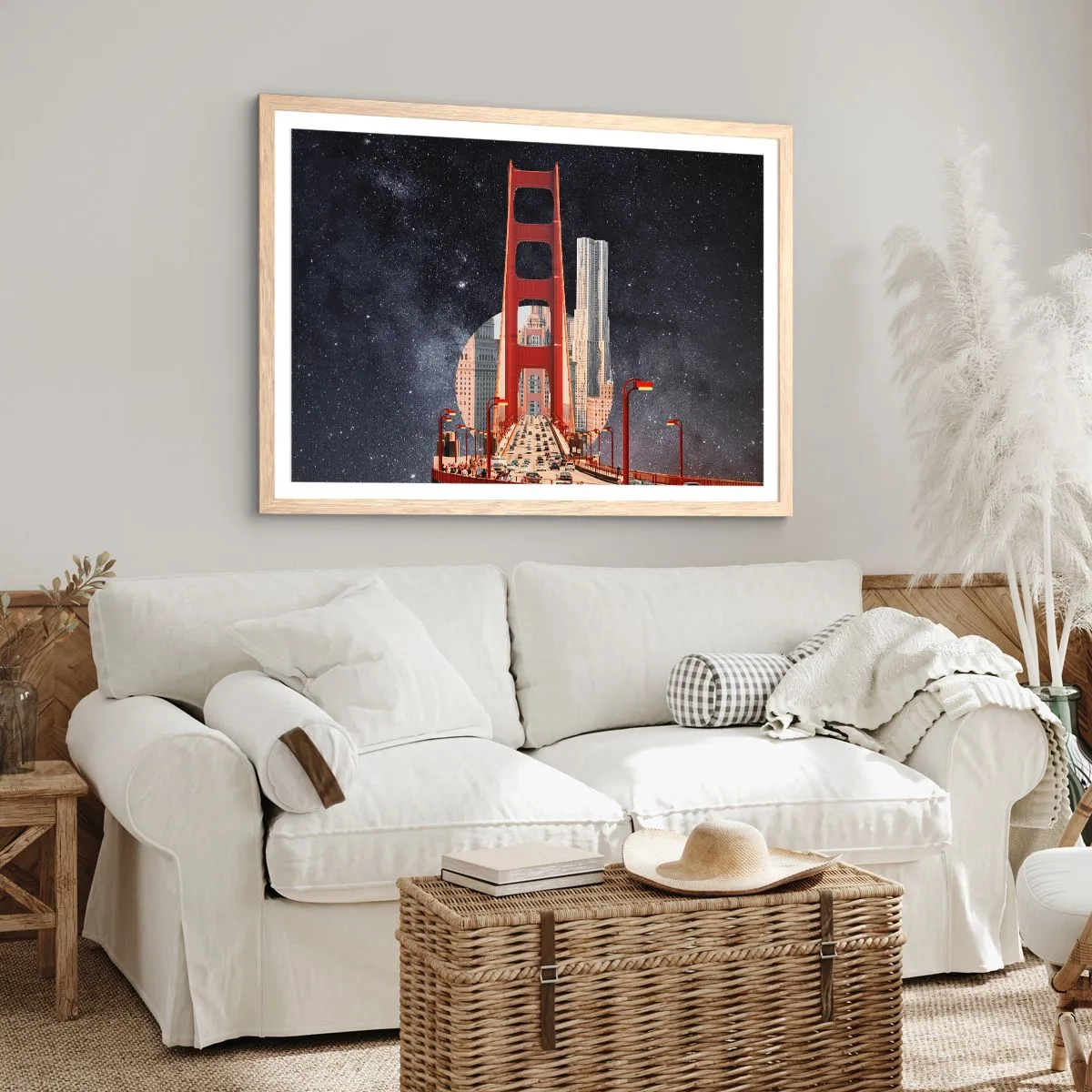 Plagát v ráme zo svetlého duba - Vždy v centre - 91x61 cm