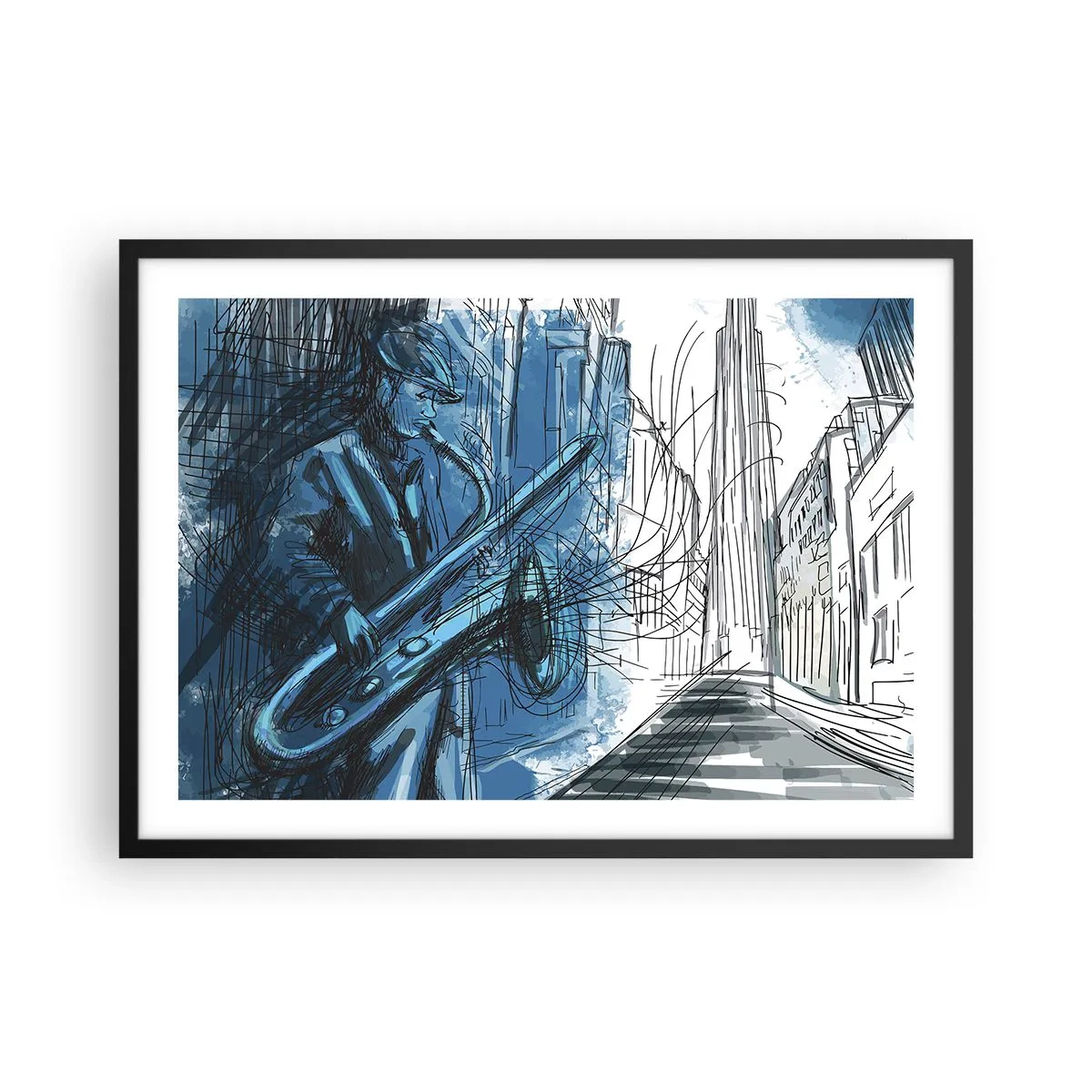 Plagát v čiernom ráme - Mestská rapsódia - 70x50 cm