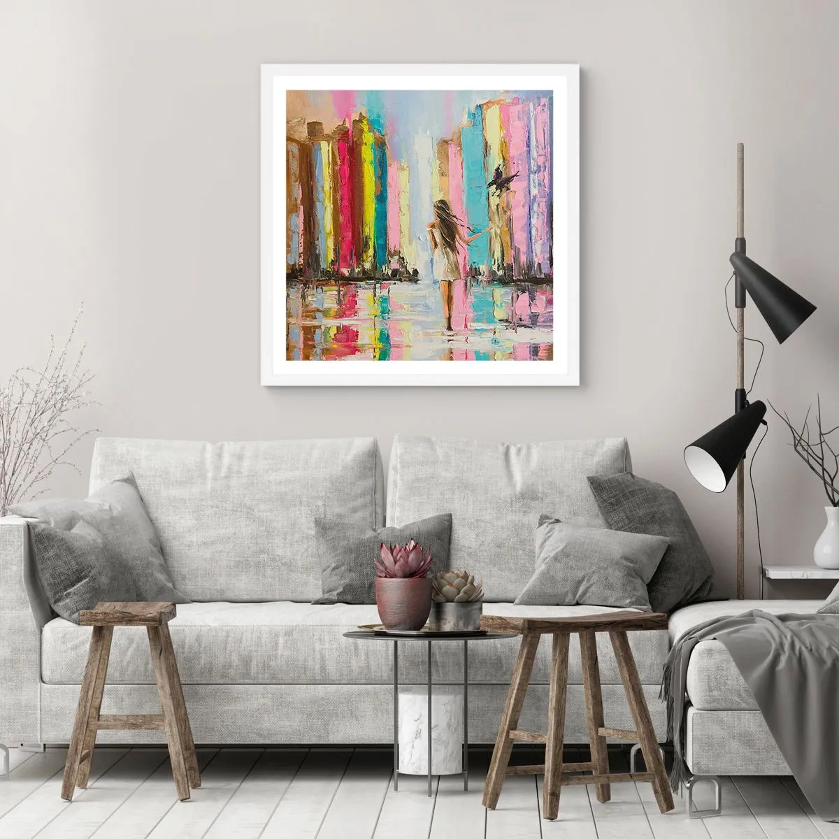 Plagát v bielom ráme - Poď so mnou - 50x50 cm