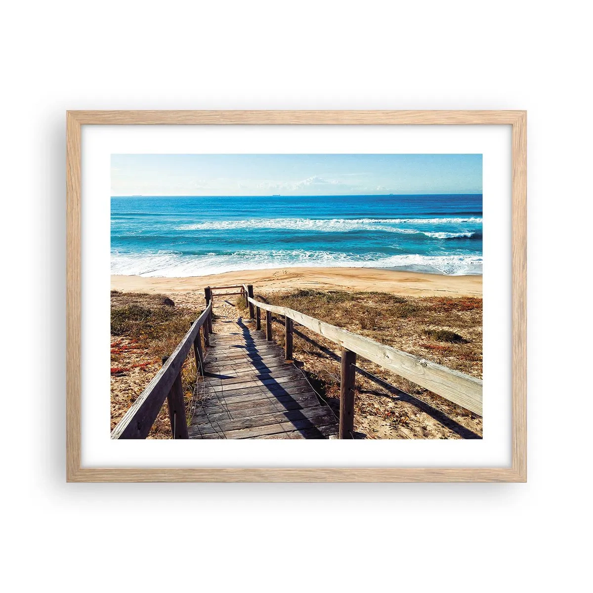 Plagát v ráme zo svetlého duba - Bež! - 50x40 cm