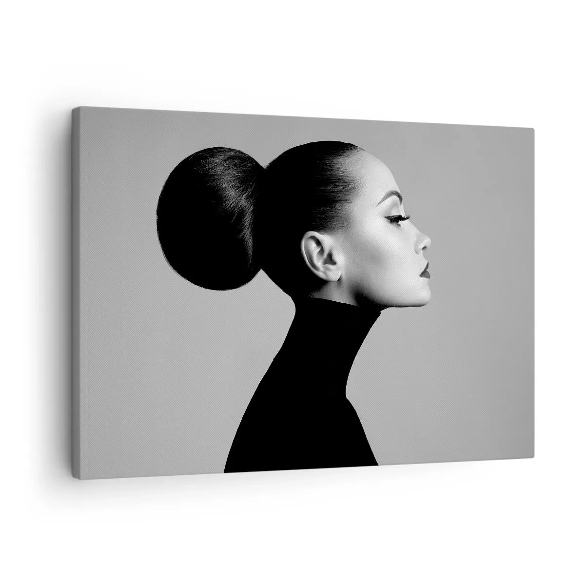 Obraz na plátne - Profil ženy v čiernobielom s elegantným drdolom - 70x50cm - Moderná Nefertiti - Moderná nástenná dekorácia do obývacej izby a spálne ARTTOR