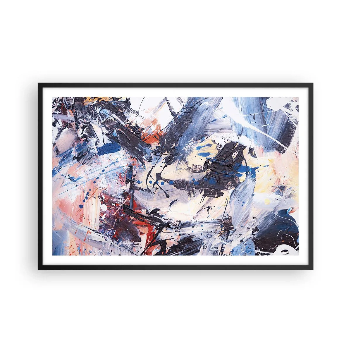 Plagát v čiernom ráme - Bláznivý tanec abstrakcie - 91x61 cm