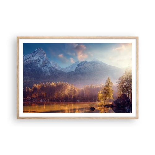 Plagát v ráme zo svetlého duba - V horách a údoliach - 91x61 cm