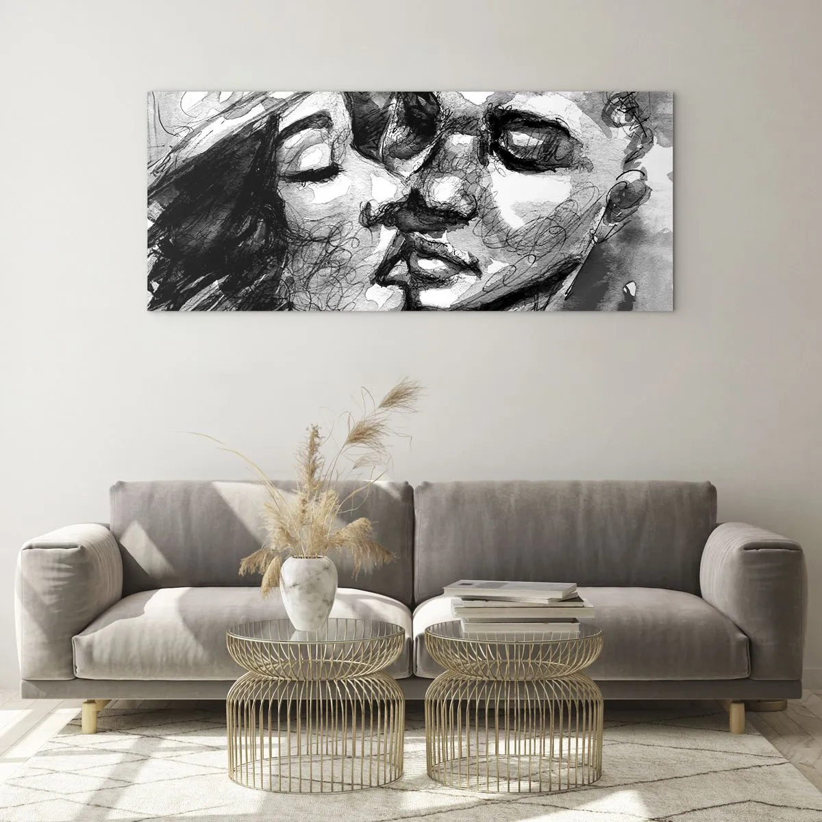 Obraz na skle - Nežný okamih - 100x40 cm