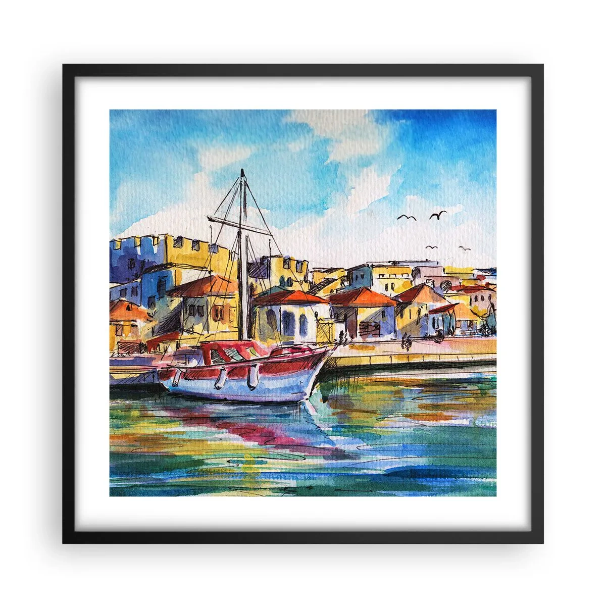 Plagát v čiernom ráme - Dúhové popoludnie - 50x50 cm