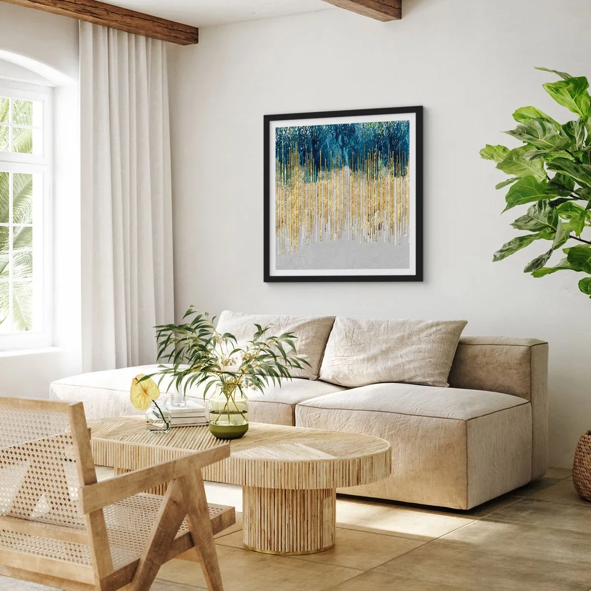 Plagát v čiernom ráme - Pozlátená hranica - 60x60 cm
