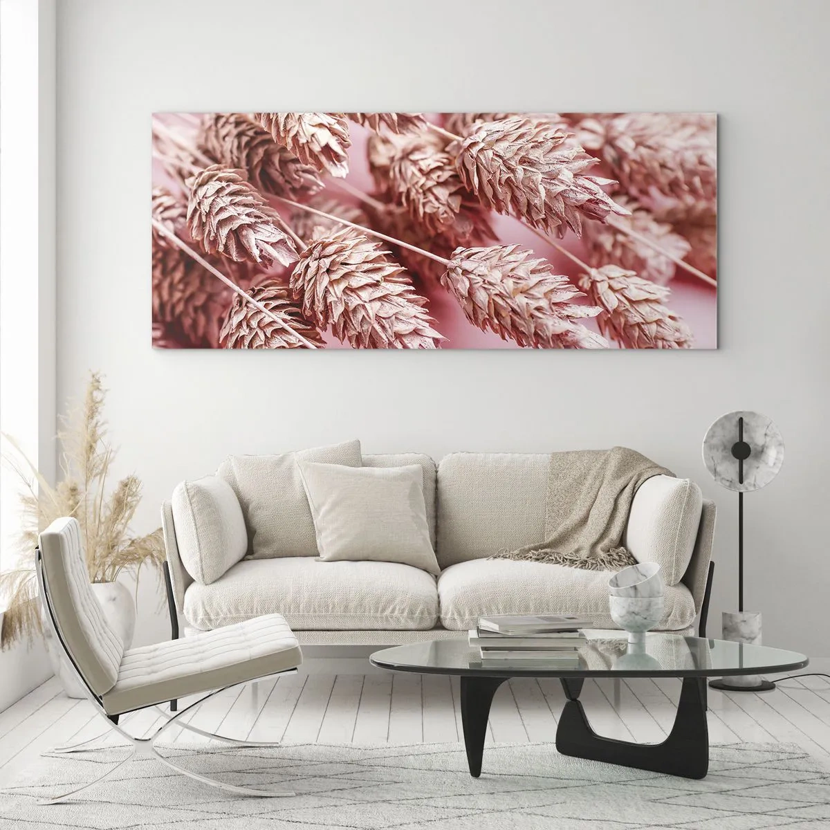 Obraz na skle - Kvetinová kaskáda v ružovej - 120x50 cm