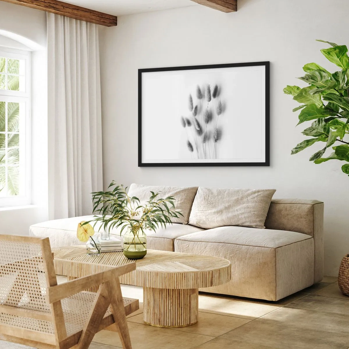 Plagát v čiernom ráme - Našuchorená tráva - 100x70 cm