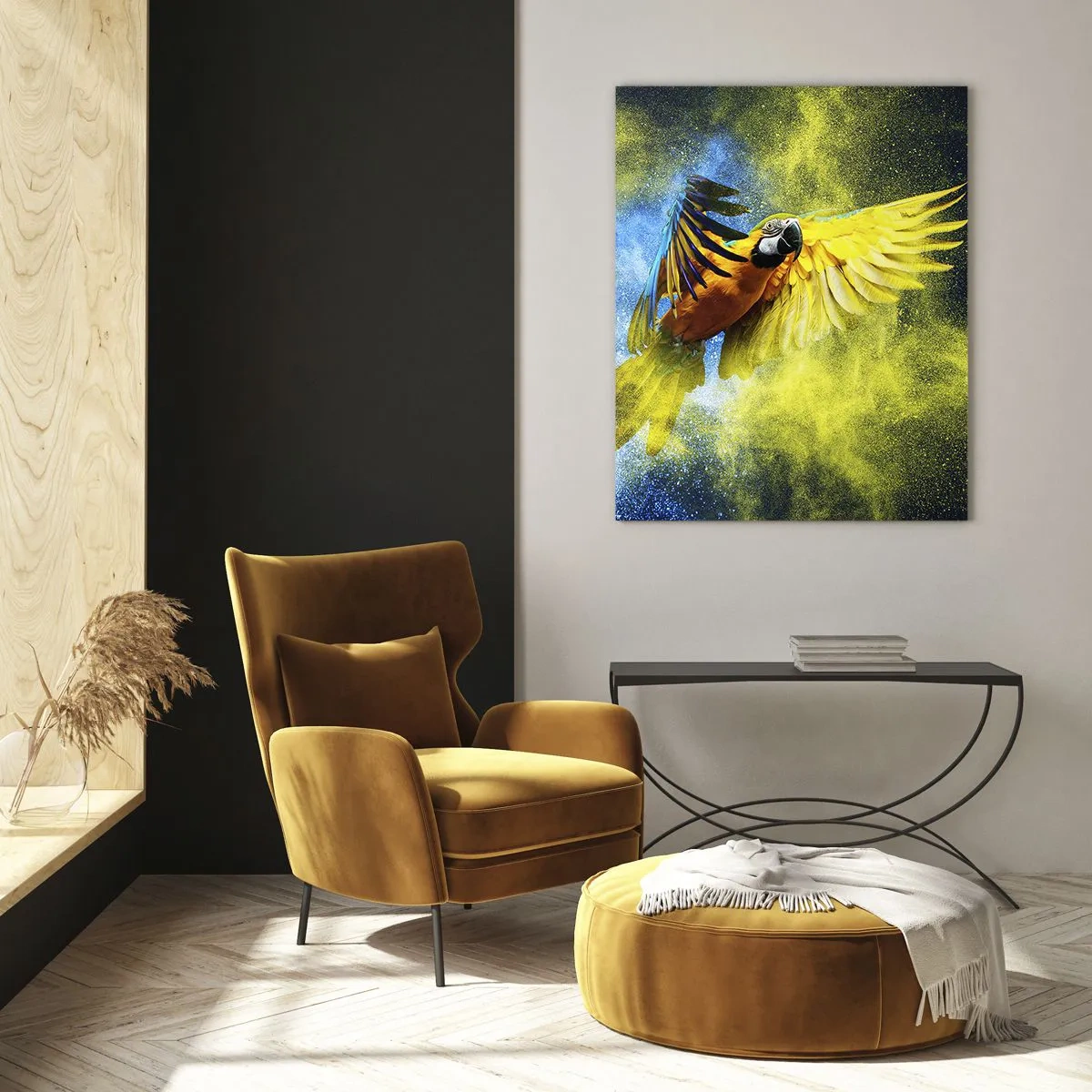 Obraz na skle - V modro-zlatom prachu - 50x70 cm