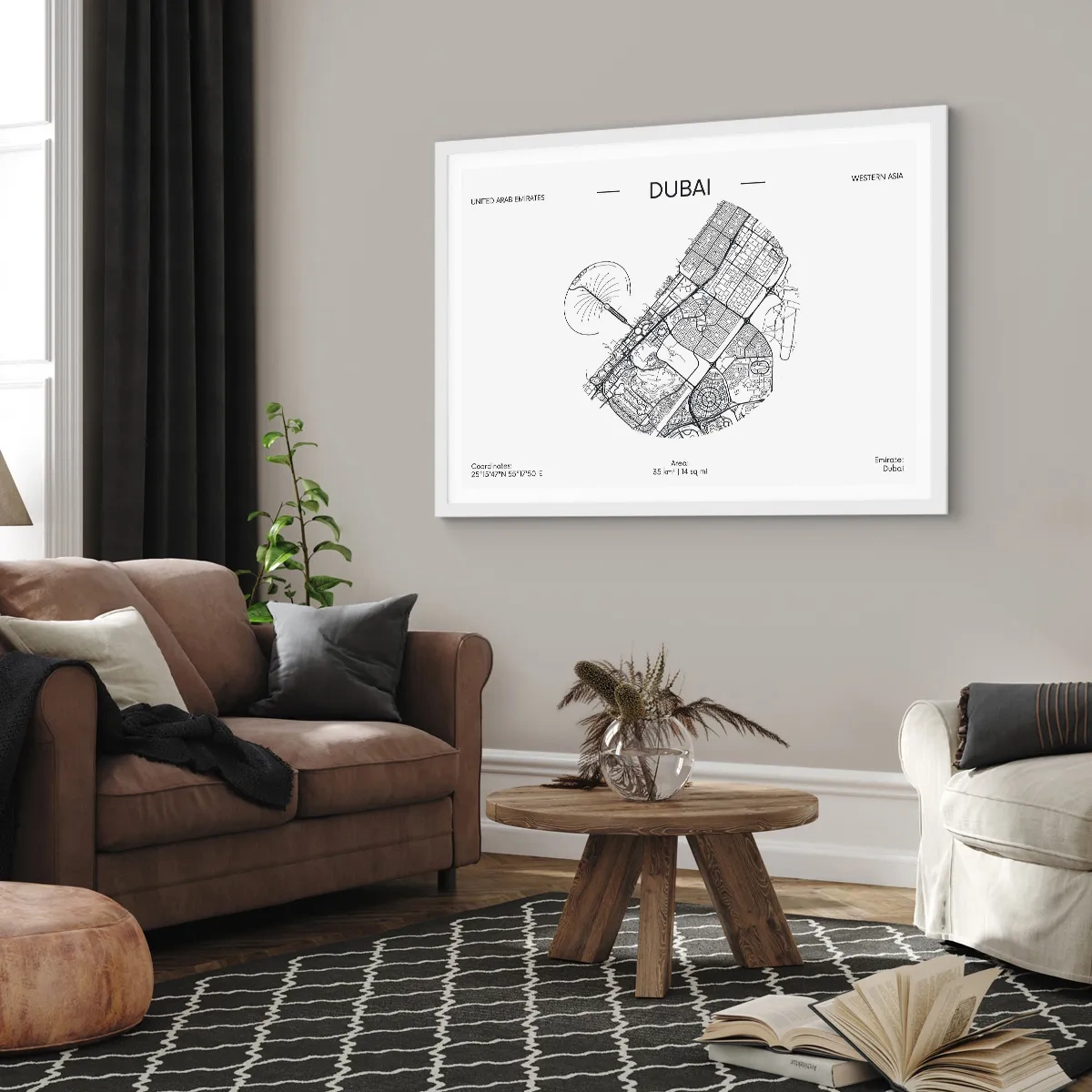 Plagát v bielom ráme - Anatómia Dubaja - 100x70 cm