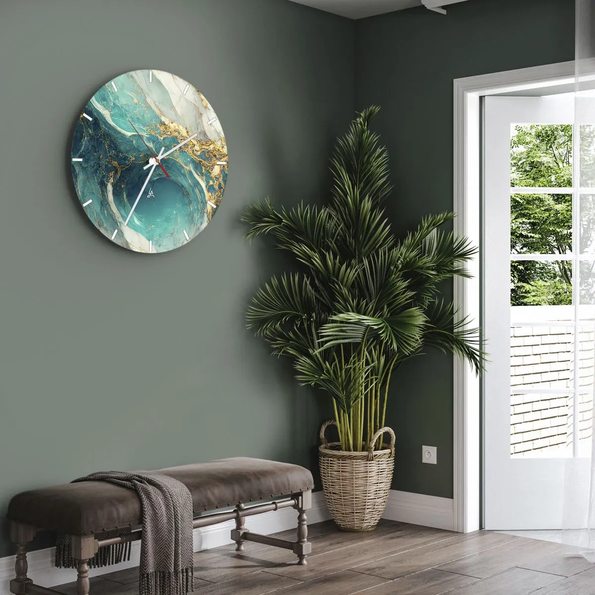 Nástenné hodiny - Kompozícia so zlatými žilami - 40x40 cm