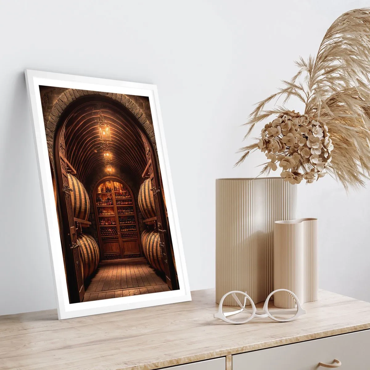 Plagát v bielom ráme - Nádherná pivnica - 40x50 cm