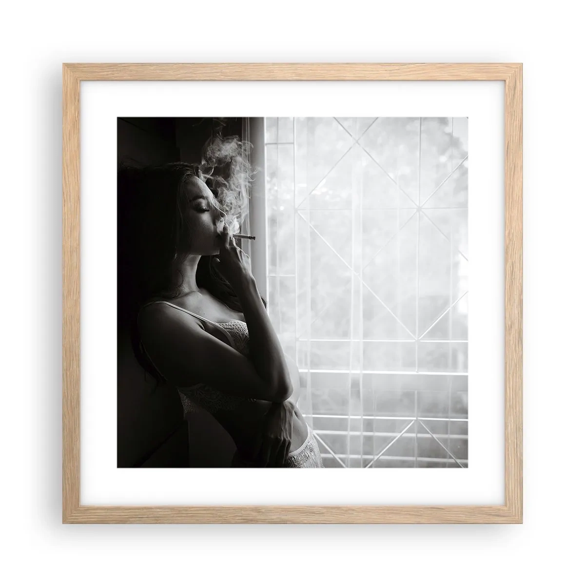 Plagát v ráme zo svetlého duba - Zmyselný okamih - 40x40 cm